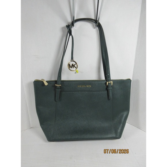 Michael Kors Handbags - Michael Kors Jet Set Travel Saffiano Leather Tote Bag Green Gold Hardware